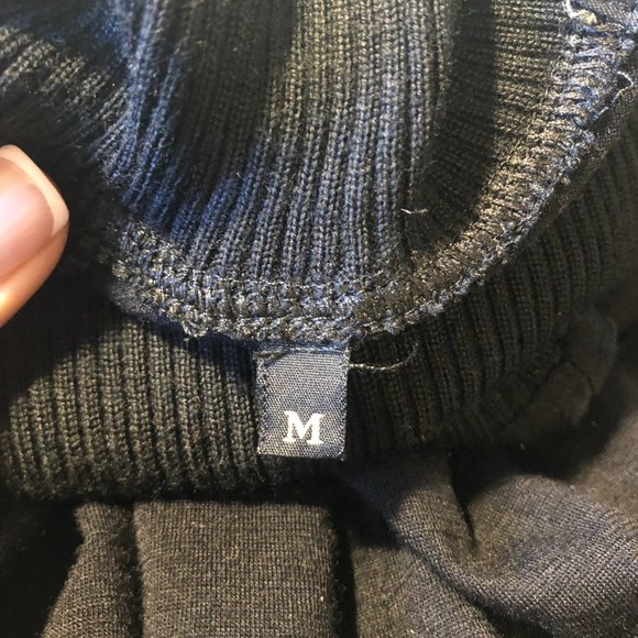 Womens John Bartlett Black Wool Blend Mixed Media Turtleneck Sweater L * - Picture 11 of 11